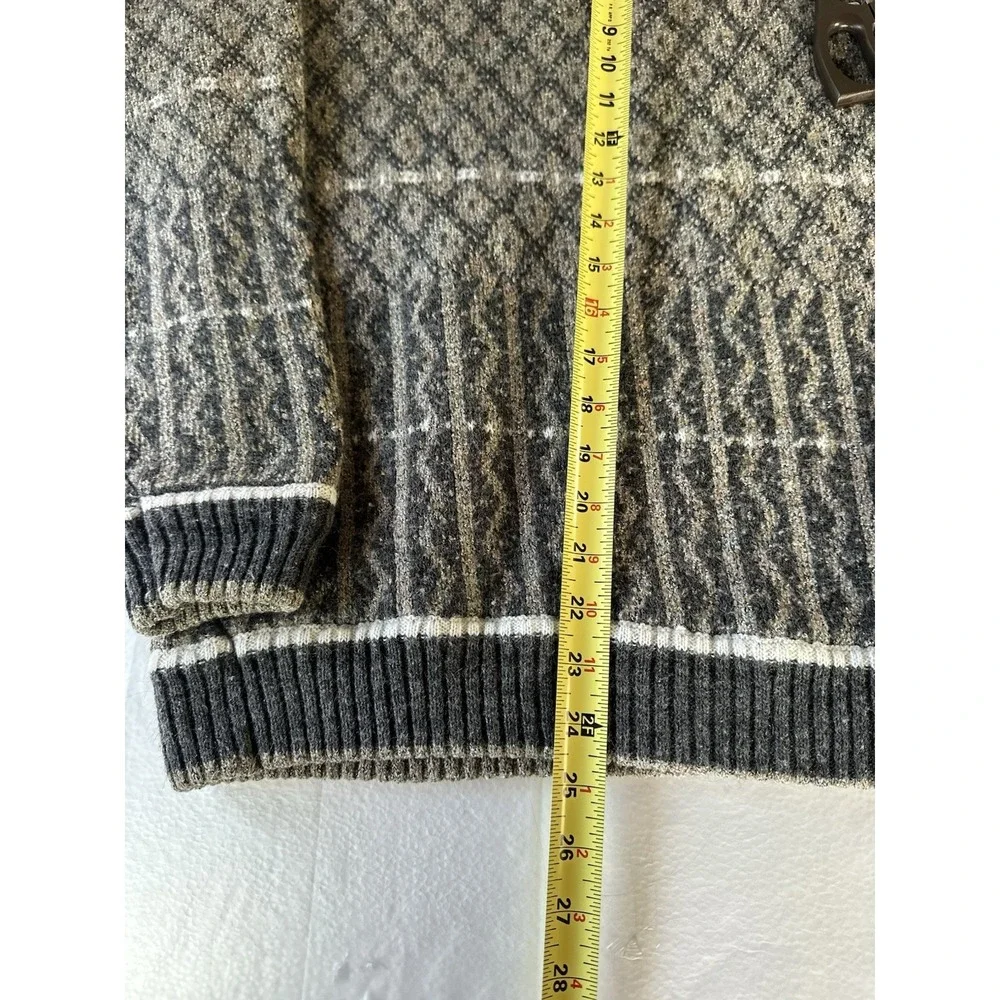 Vintage MEXX Sweater Mens Large Gray Brown‎ Geometric Knit Pullover Grandpa